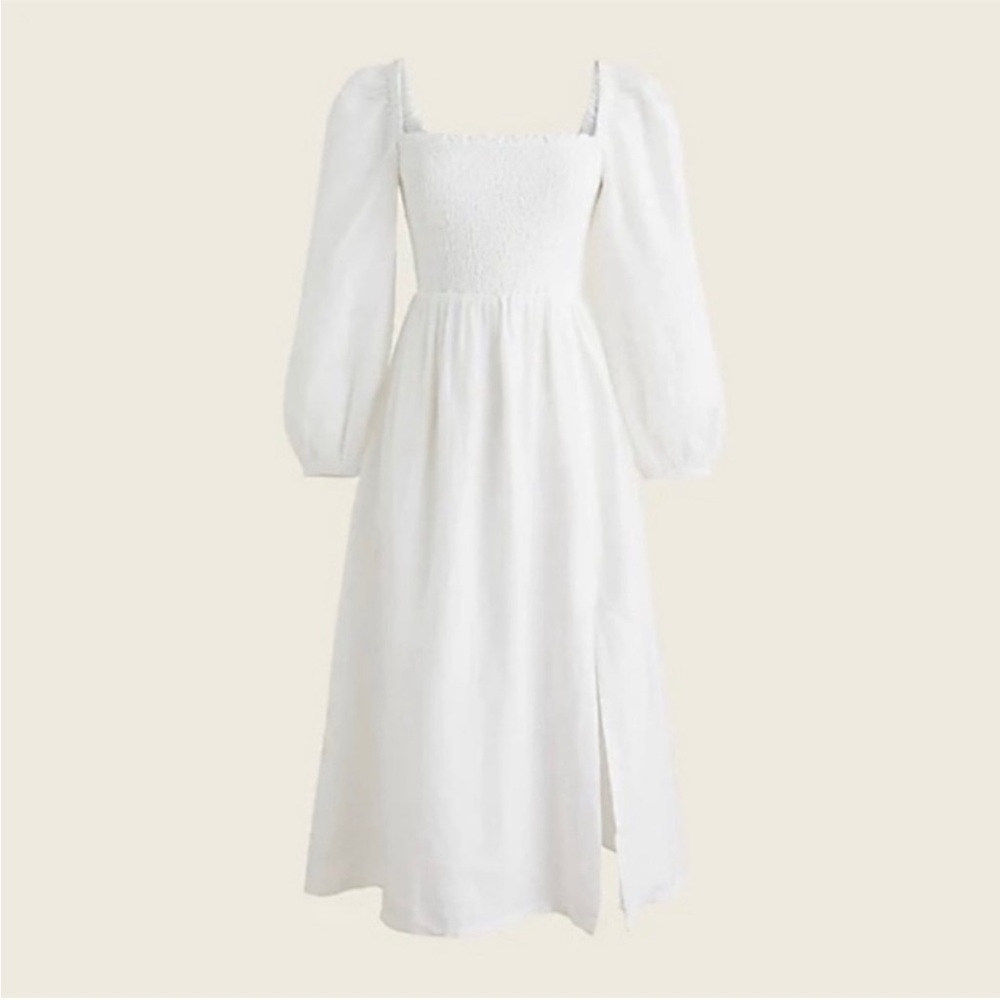 J. Crew DayDream White Puff Sleeve Sundress with Square Neck